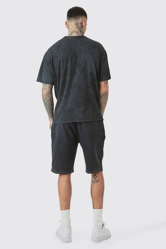 Tall Oversize Homme Dept T-Shirt mit Acid-Waschung und Grau