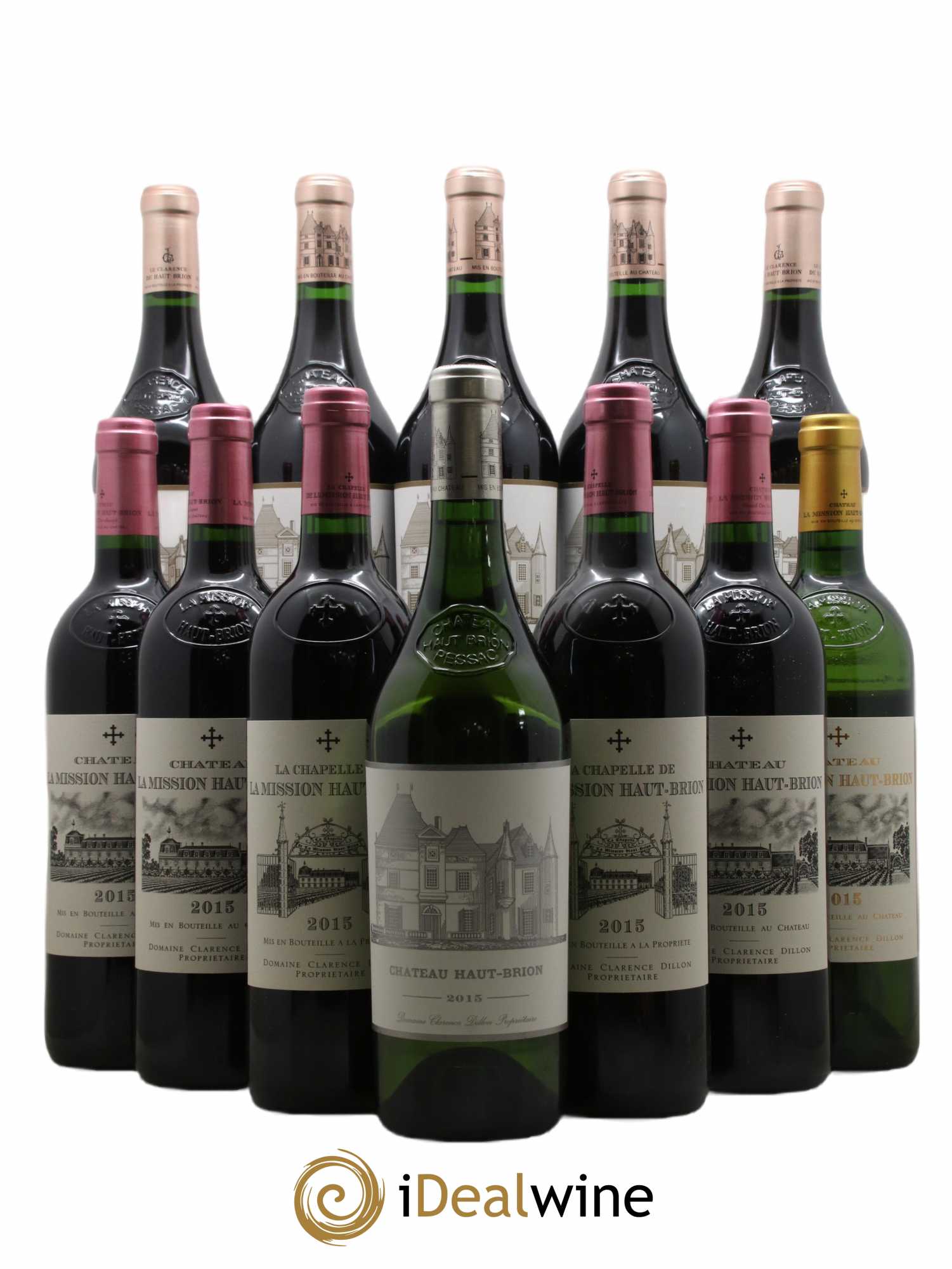 Assortiment Domaines Clarence Dillon 3 Haut brion 3 mission 2 clarence 2 chapelle 1 haut brion blanc 1 Mission blanc 2015 - Lot de 12 Bouteilles
