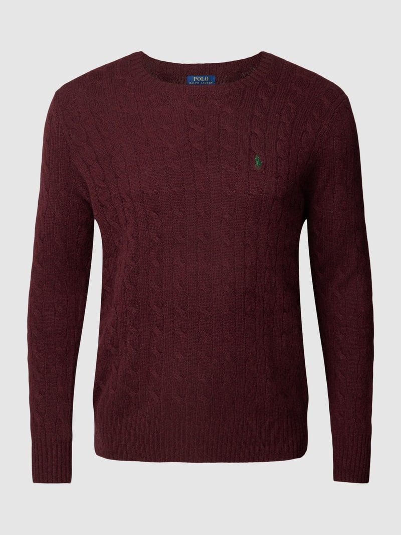 PLUS SIZE Strickpullover mit Zopfmuster in bordeaux rot
