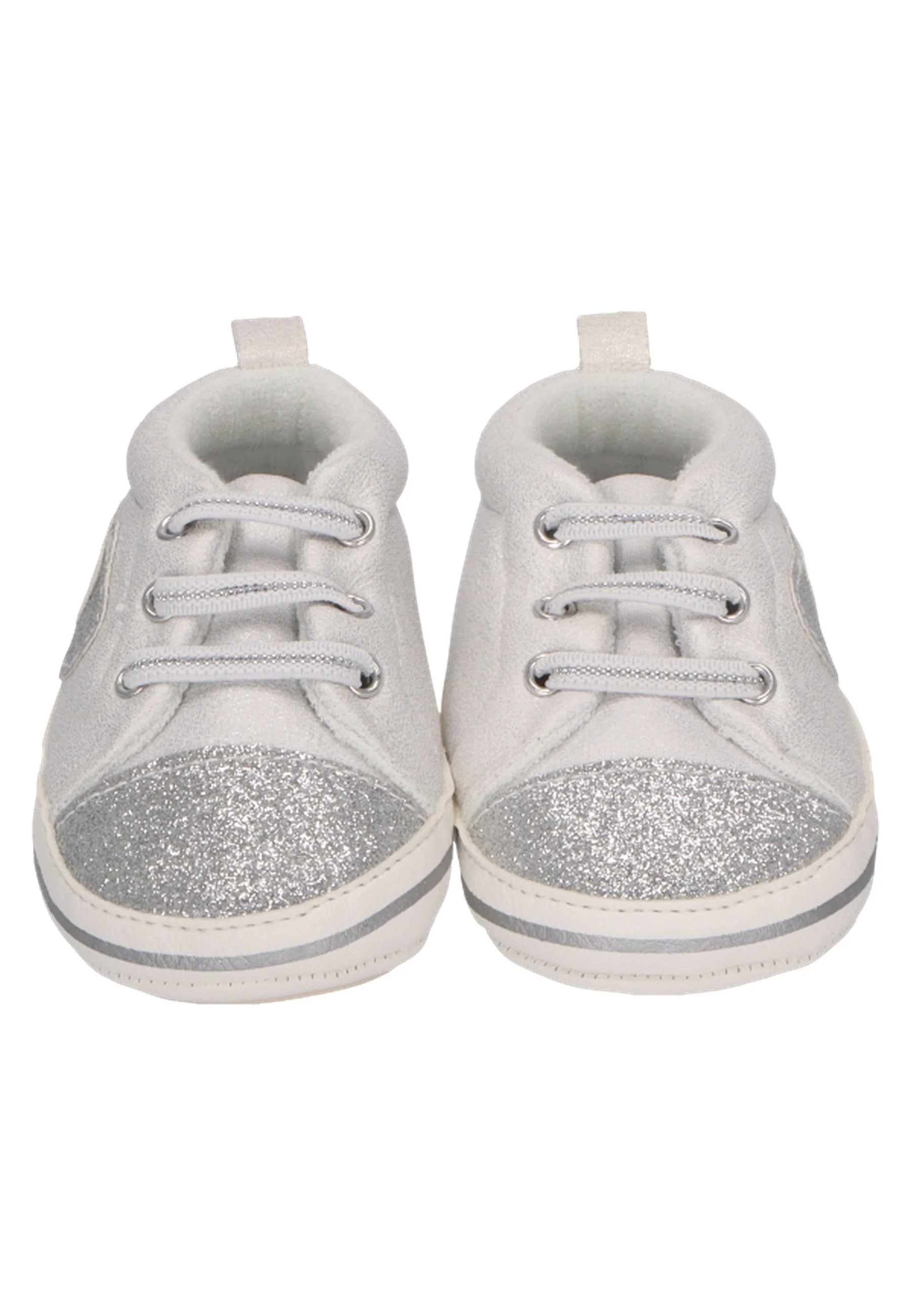 Babyschuh mit elastischen Schnürsenkeln in lichtgrau