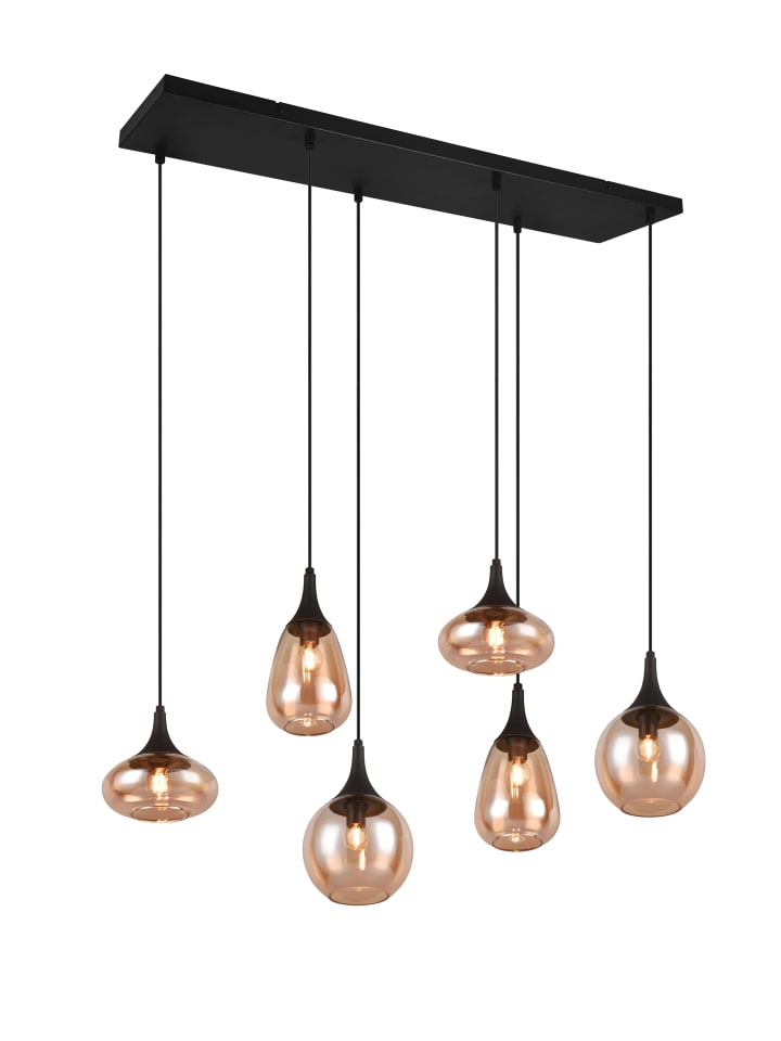 Trio Leuchten Pendelleuchte LUMINA in schwarz matt / amber günstig kaufen onesize
