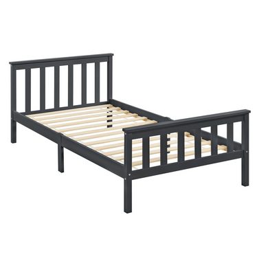 en.casa Holzbett, Breda Gästebett Jugendbett mit Lattenrost 90x200 cm Dunkelgrau