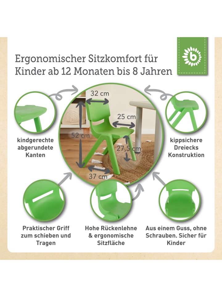 Bieco Spielwaren Kinderstuhl bis 80 kg belastbar in Grün günstig kaufen onesize