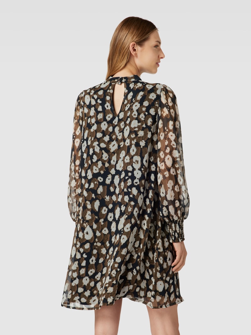 Knielanges Kleid mit Animal-Print in schwarz