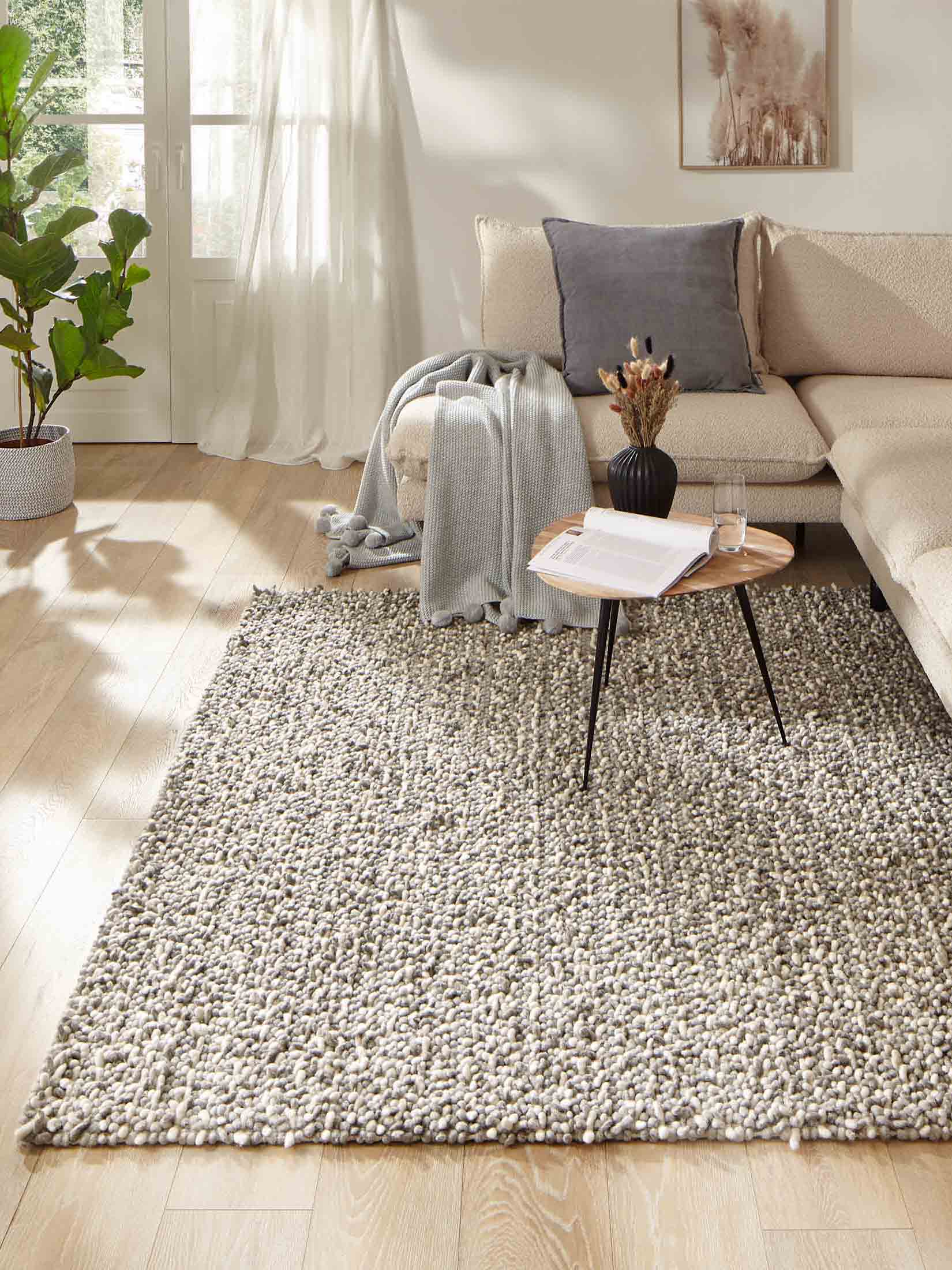Melbu Woll-Teppich, Grey/White