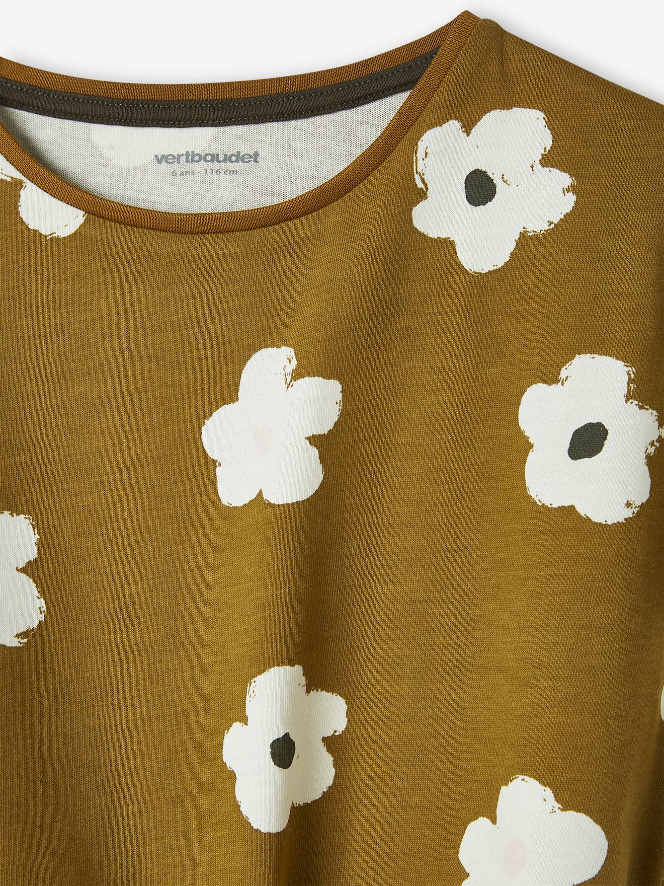 T-shirt imprimé fille avec noeud fantaisie blanc / rouge