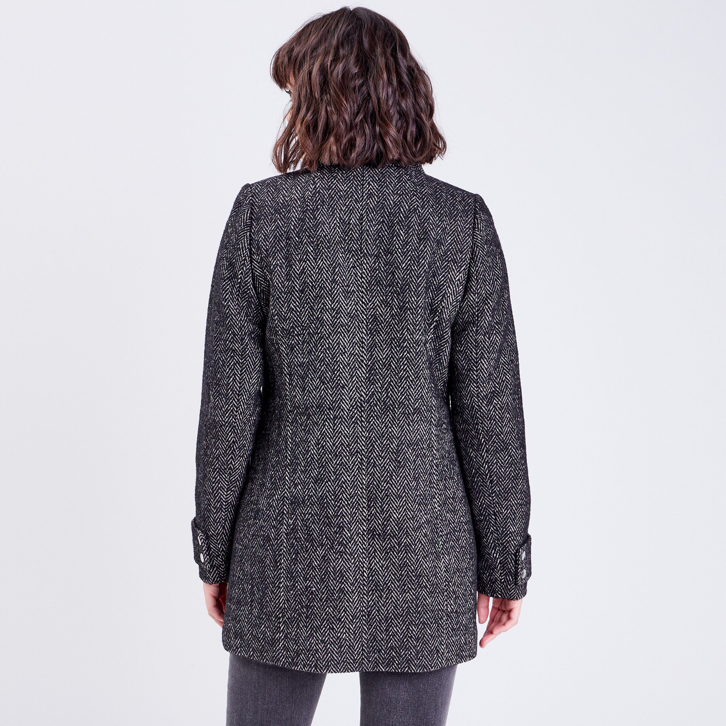 Manteau droit zippé noir femme | Cache Cache