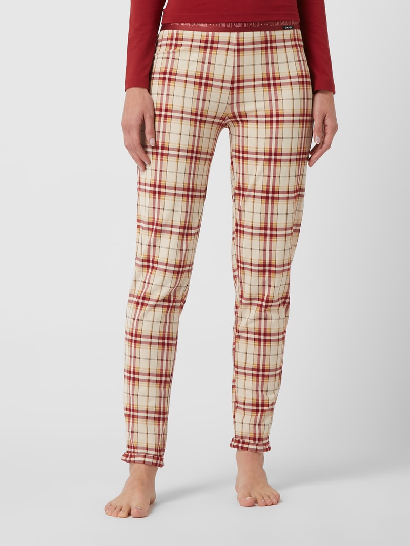 Pyjama-Hose mit Karomuster in beige