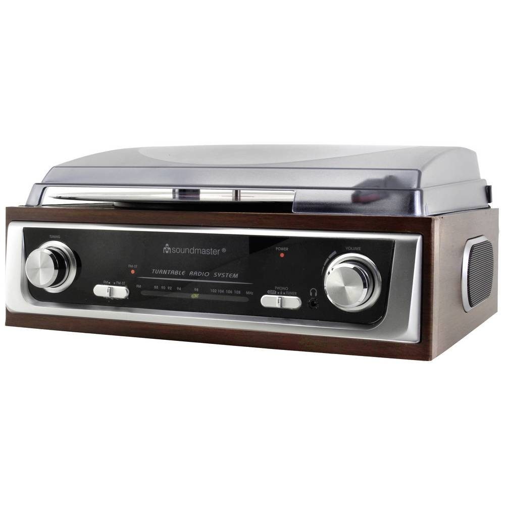 Soundmaster Plattenspieler Plattenspieler (eingebauter Lautsprecher, inkl. Haube, inkl. Radio, Retro-Design)