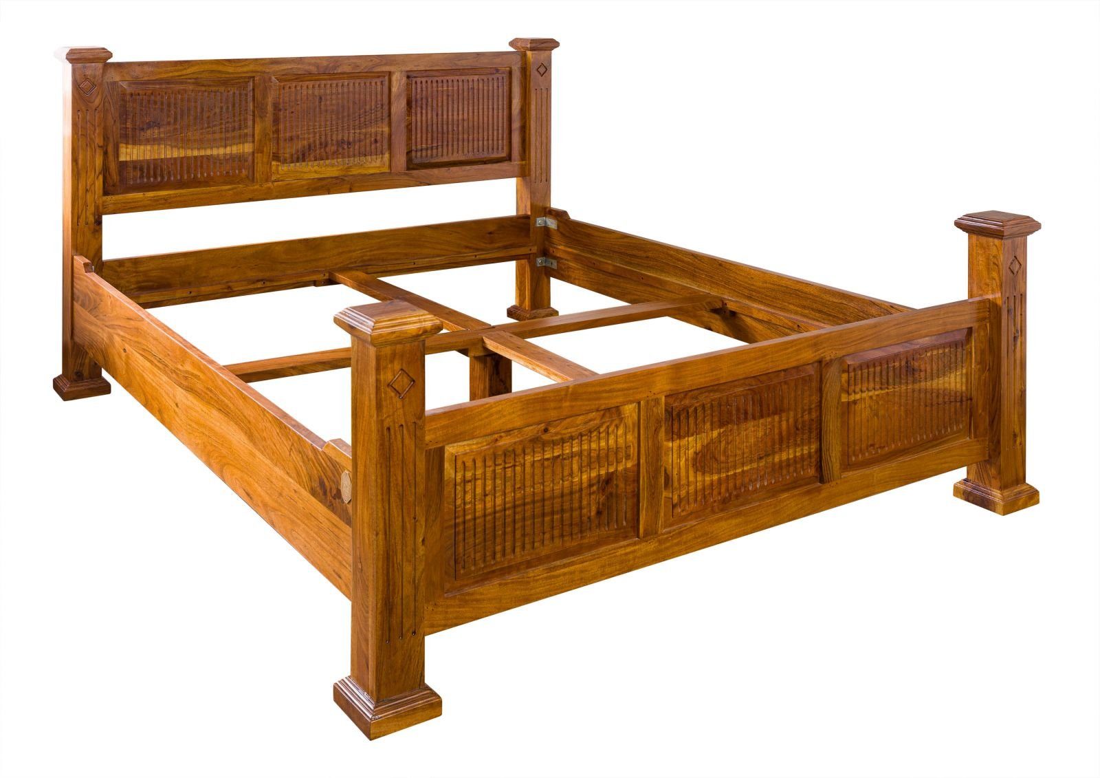 Massivmoebel24 Massivholzbett Bett Akazie 160x200x114 honig lackiert OXFORD #0131