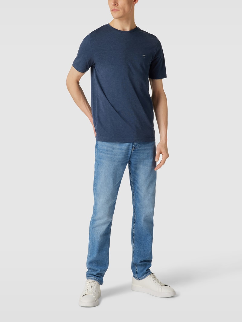 T-Shirt mit Logo-Print in marineblau meliert