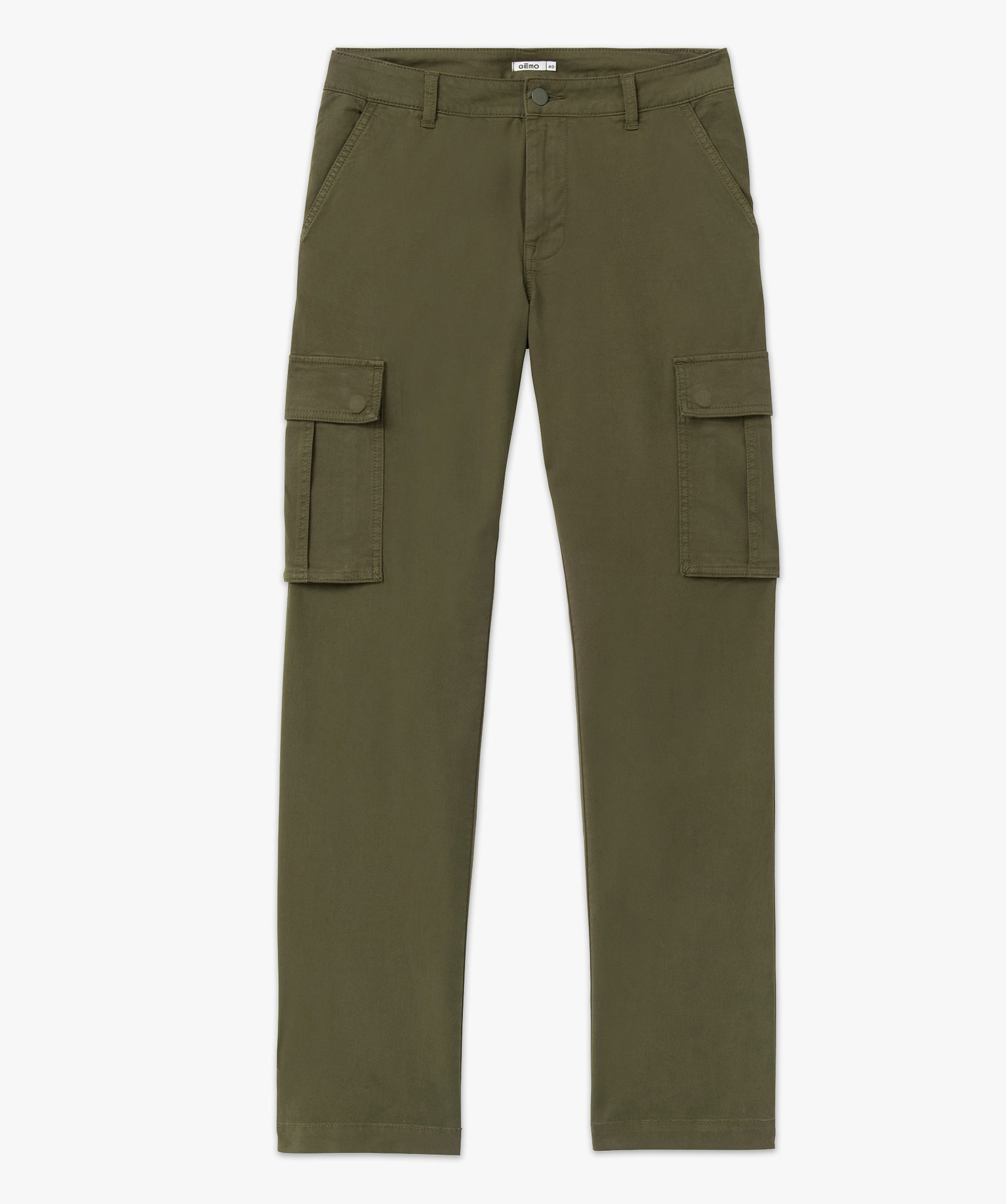 Pantalon cargo en coton stretch homme kaki | GEMO