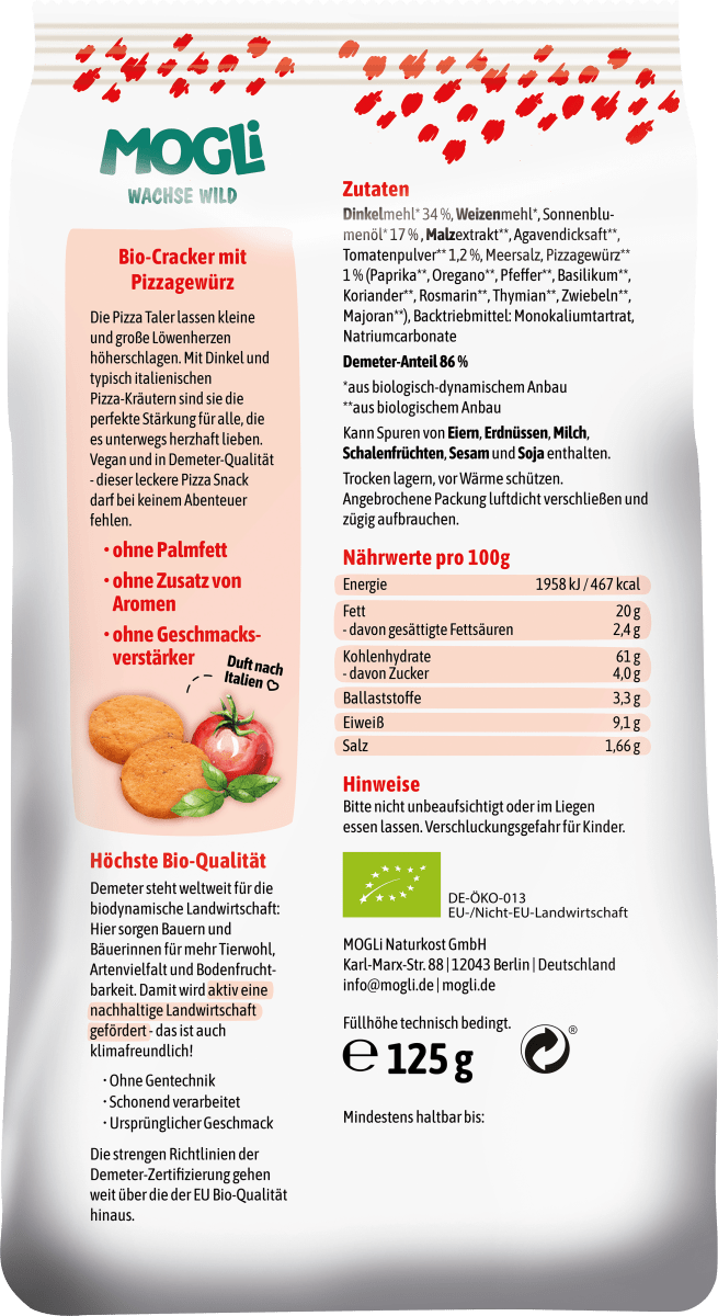 Kindersnack Pizzataler ab 3 Jahren, 125 g