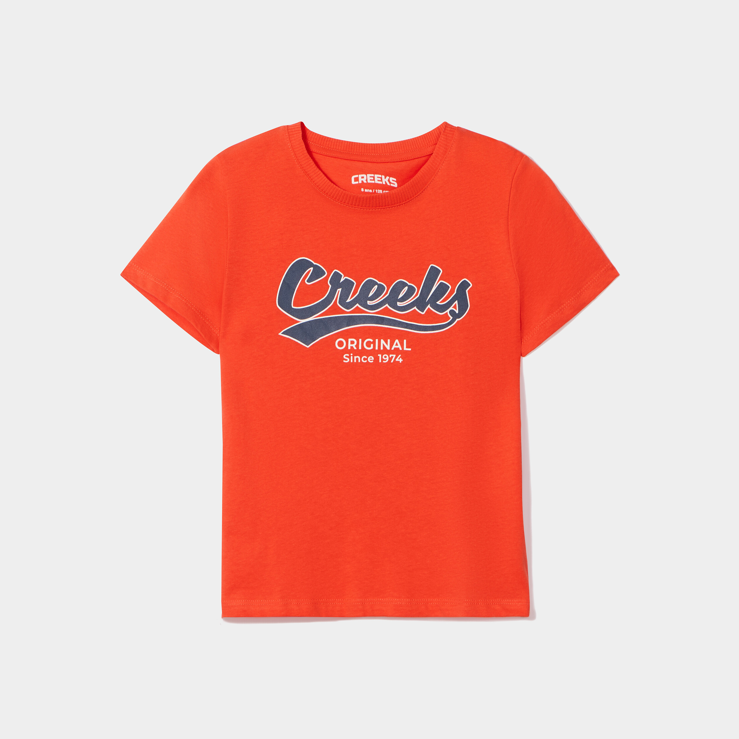 T-shirt col rond manches courtes Creeks orange garçon | La Halle