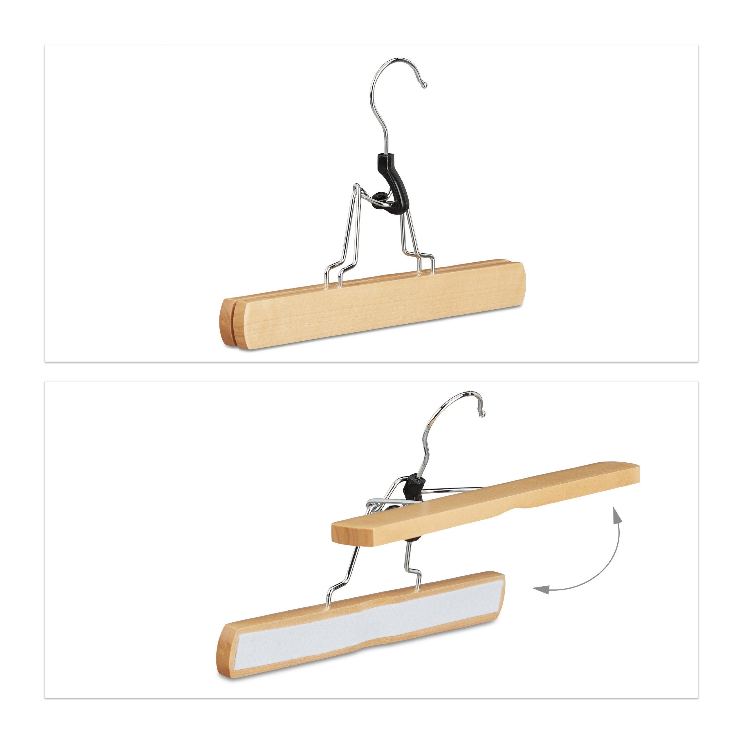 relaxdays Kleiderbügel 24 x Hosenspanner Holz