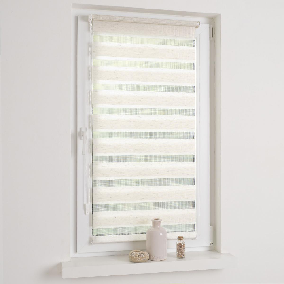 Bella Casa DUO-Rollo mini,Klemmfix Doppelrollo, natur, lichtdurchlässig, Rollo 100 x 160 cm (B x H)