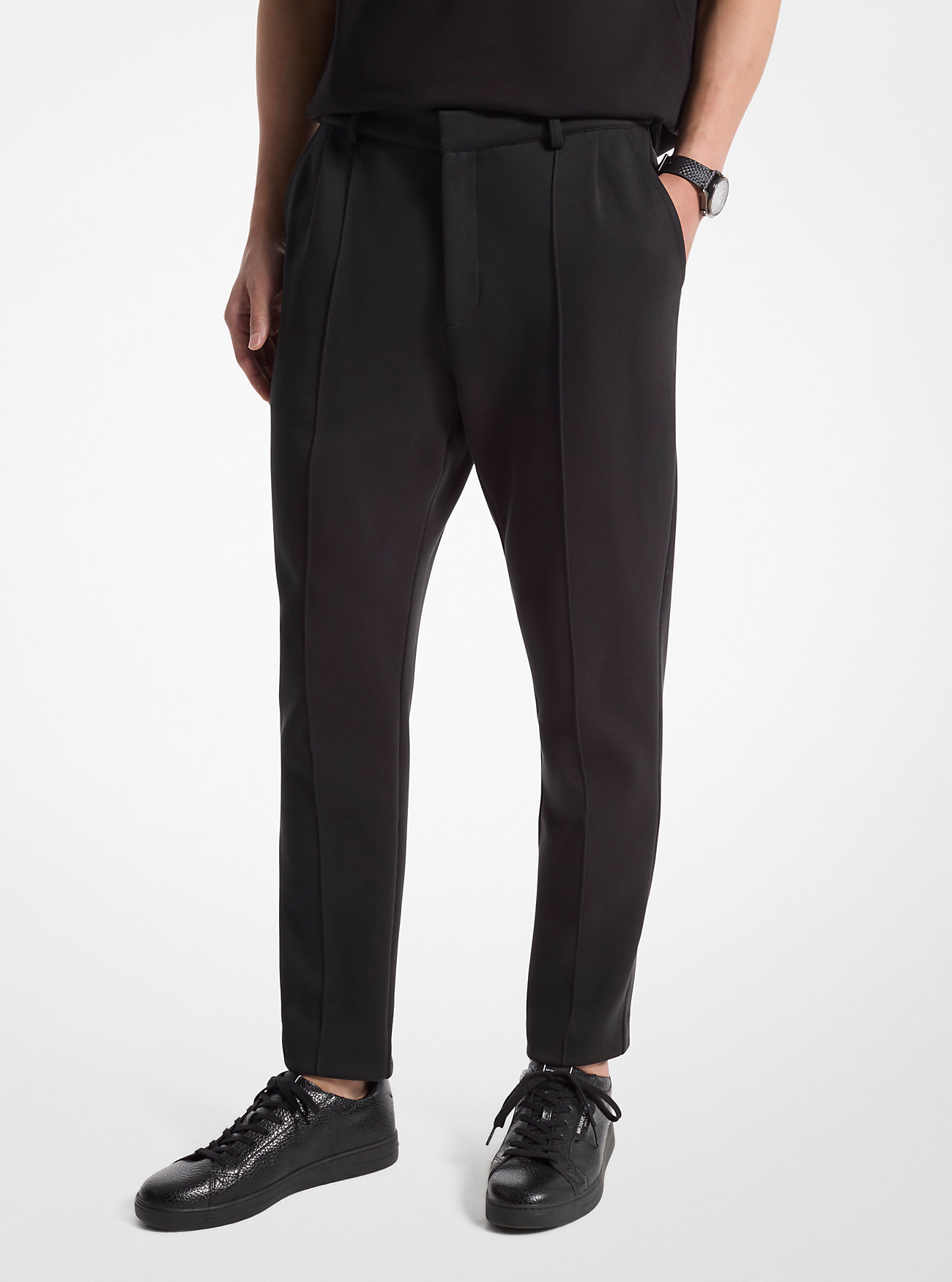 Cotton Blend Pants - BLACK