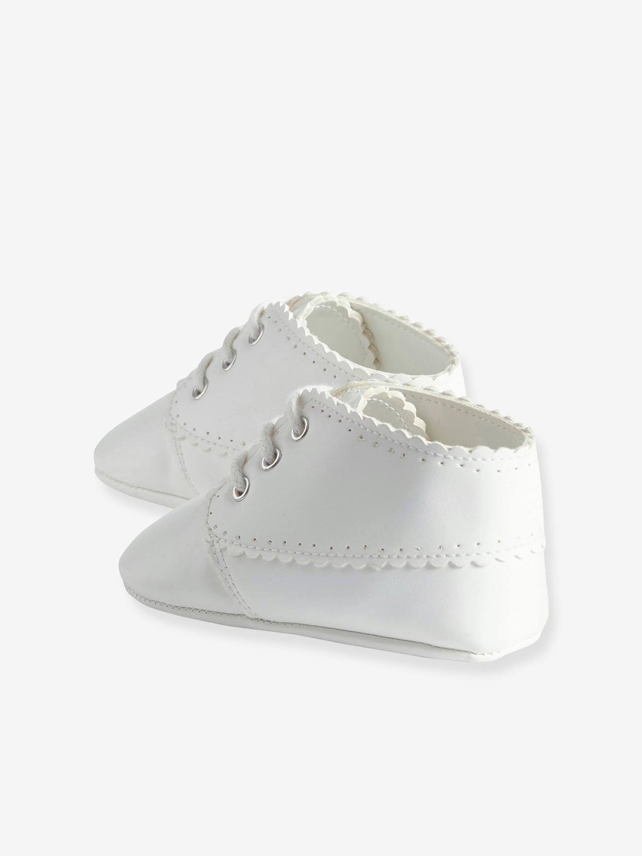 Bottillons souples bébé à lacets nouveau né blanc