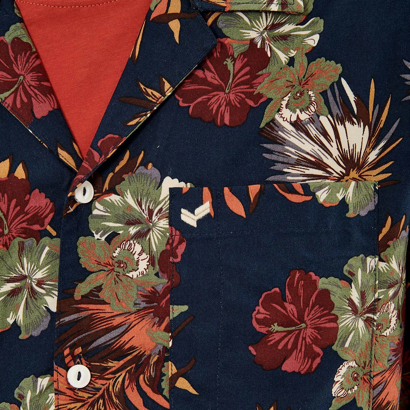 COOL   Chemise bleue marine fleurie homme