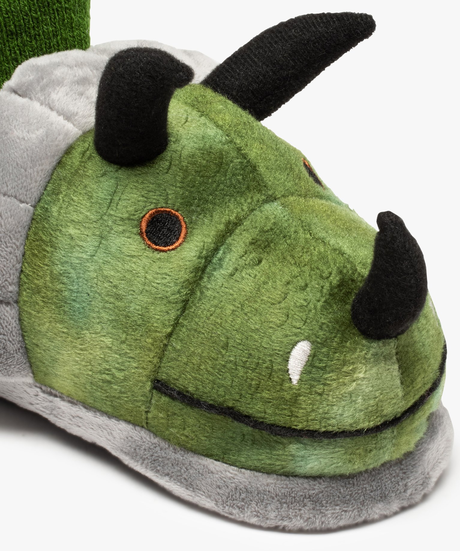 Chaussons Garçon en volume dinosaure tricératops vert | GEMO