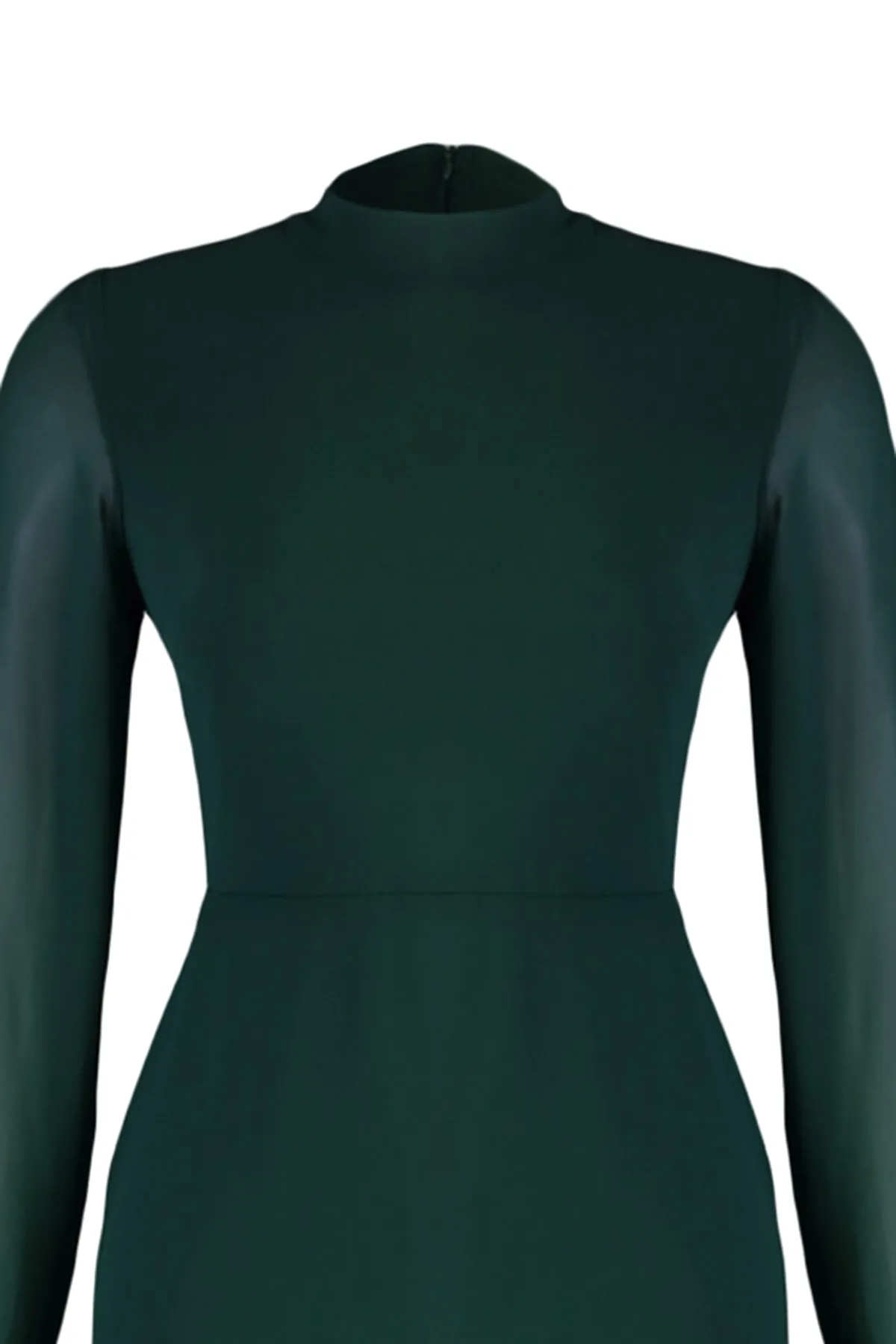 Trendyol Collection  Grünes Midi-Kleid aus Chiffon mit hohem Kragen und Futter TWOAW20EL1313