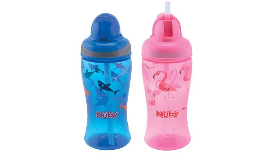Nûby Soft Flip-It Trinkhalmflasche Auslaufsicher