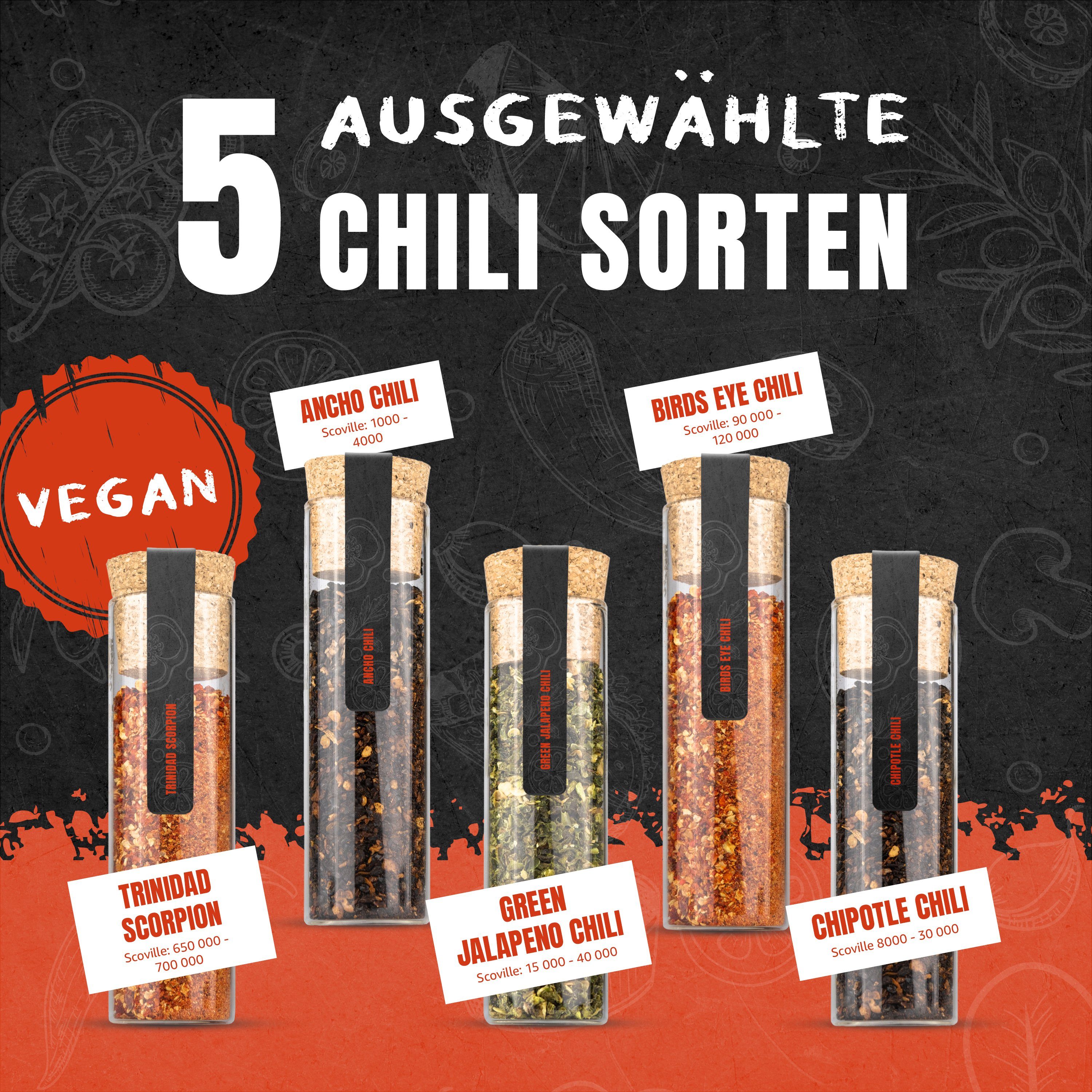 Amari Gewürzkarussell AMARI ® Chili Gewürze Set - 5 erlesene scharfe Gewürze als Geschenk