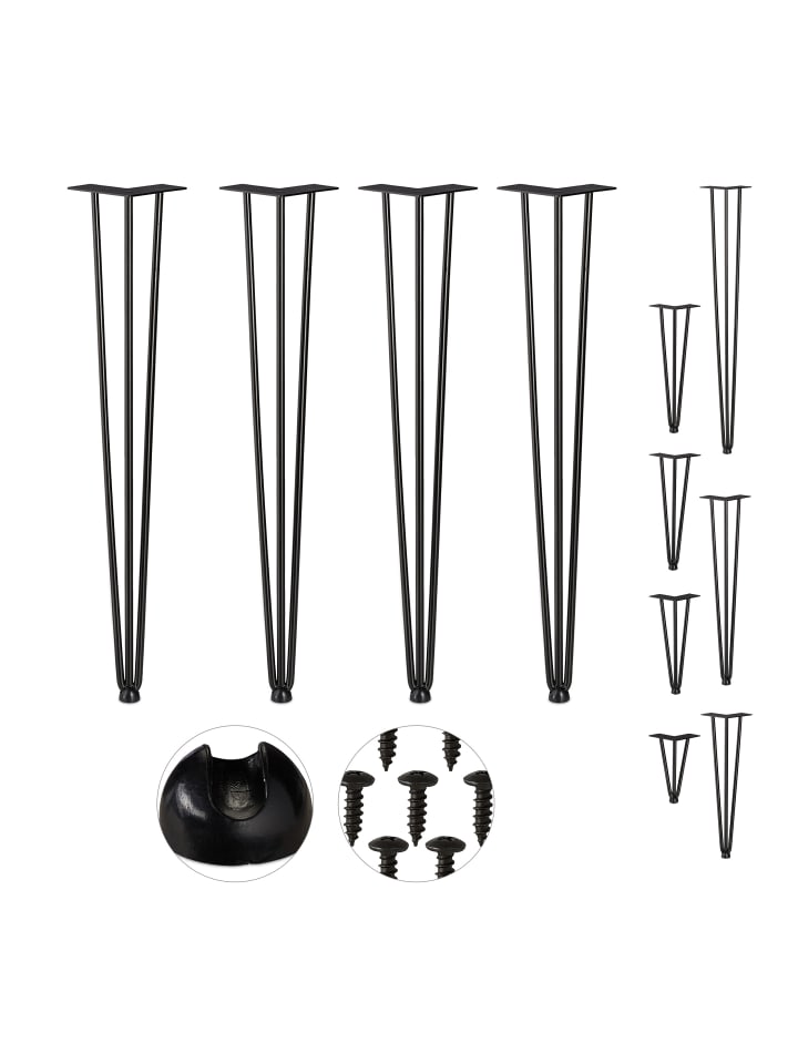relaxdays 4x Tischbein Hairpin in Schwarz - (H)71 cm günstig kaufen onesize