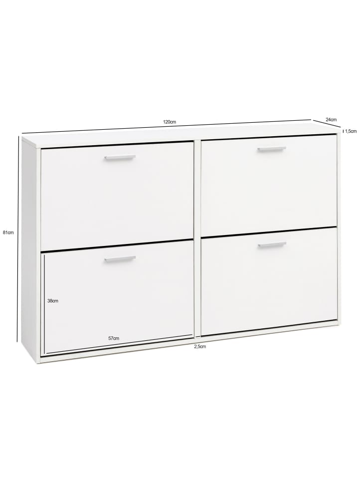 KADIMA DESIGN Schuhschrank WL5.829 Modern 120 x 81 x 24 cm Holz Schuhregal 4 in Weiß günstig kaufen onesize