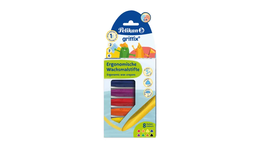 Pelikan griffix® Wachsmalstifte dreikantig  8 Farben