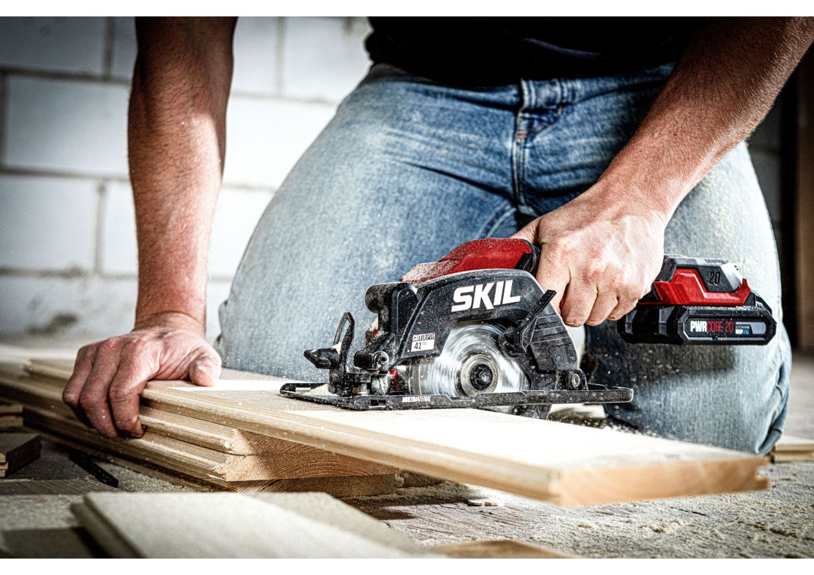 SKIL SW1E3540FA riņķveida zāģis 20 V 41 mm kompakts bezsuku zāģis, bez akumulatora un lādētāja, somā