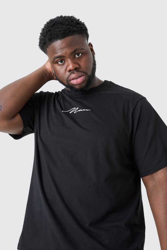 Plus T-Shirt mit Man Signature Stickerei
