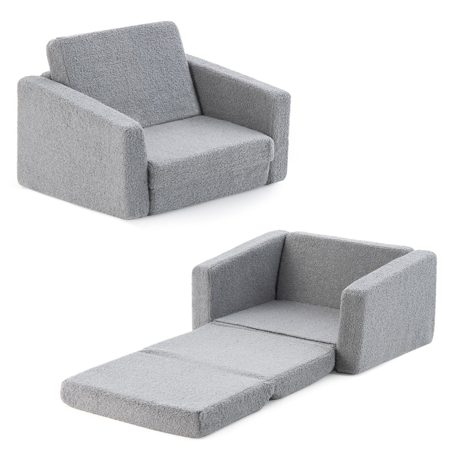 COSTWAY Kindersofa 2 in 1 Schlafsofa, klappbar, 60 x 43 x 40cm