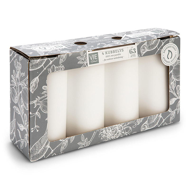 Vie Home Kubbelys 4-pk 63 timer 6,8x14 cm hvit