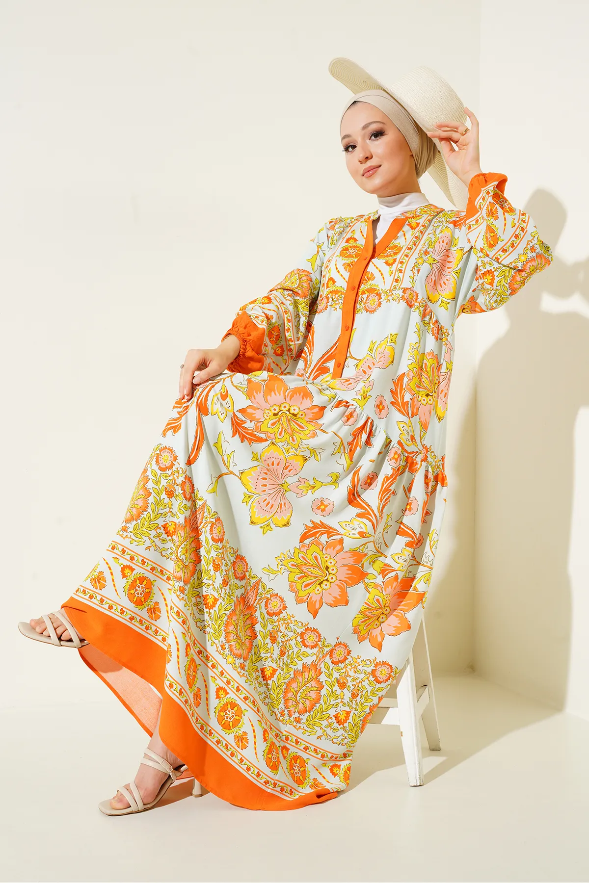 Bigdart  2423 Authentisches gemustertes Kleid – Orange