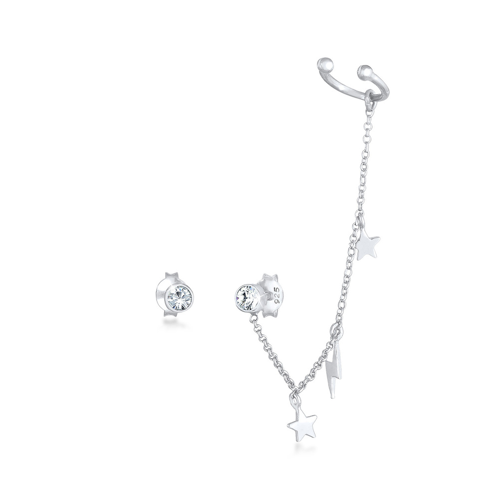 Elli Elli Boucles d'Oreilles Boucles d'oreilles pour dames - Tendance Lightning Star A Boucles d'oreilles