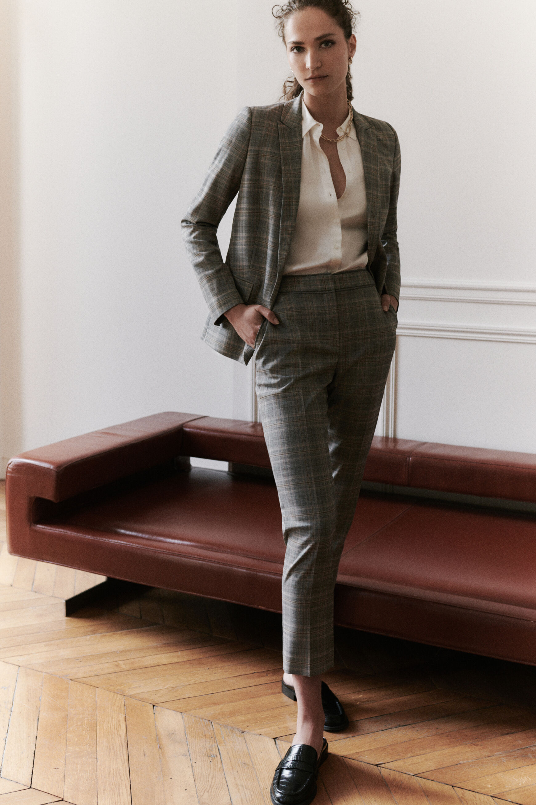 pantalon mario gris clair femme