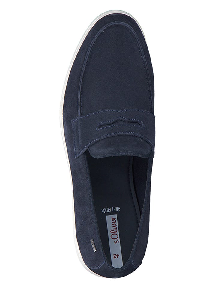 s.Oliver Leder-Slipper in Dunkelblau günstig kaufen