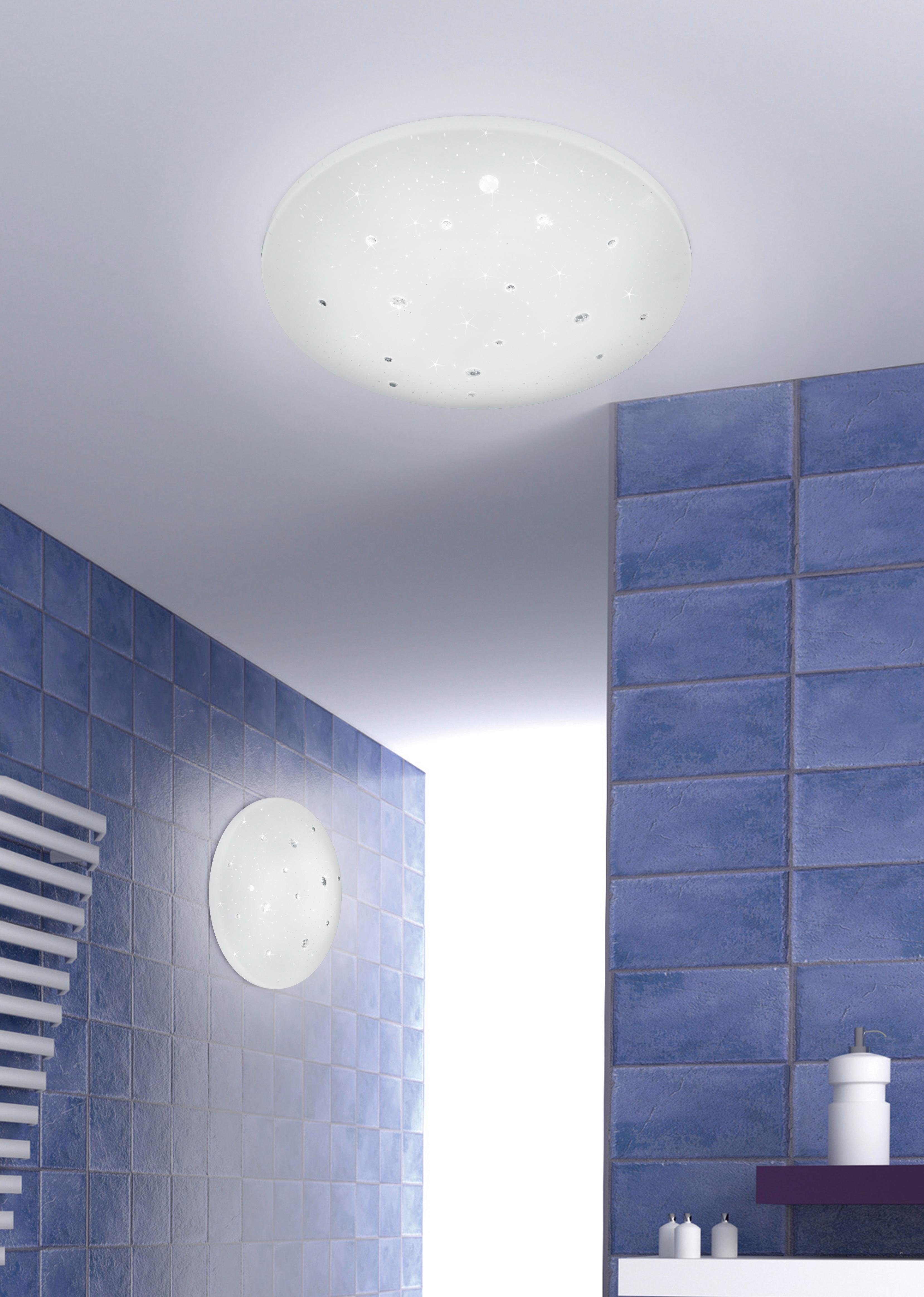TRIO Leuchten LED Deckenleuchte Achat, LED fest integriert, Neutralweiß, Starlight Effekt, Badezimmerlampe, IP 44, 4000 Kelvin, 1160 Lumen