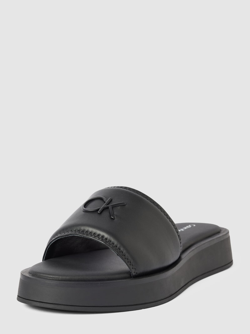 Slides mit Label-Details Modell 'FLATFORM' in schwarz