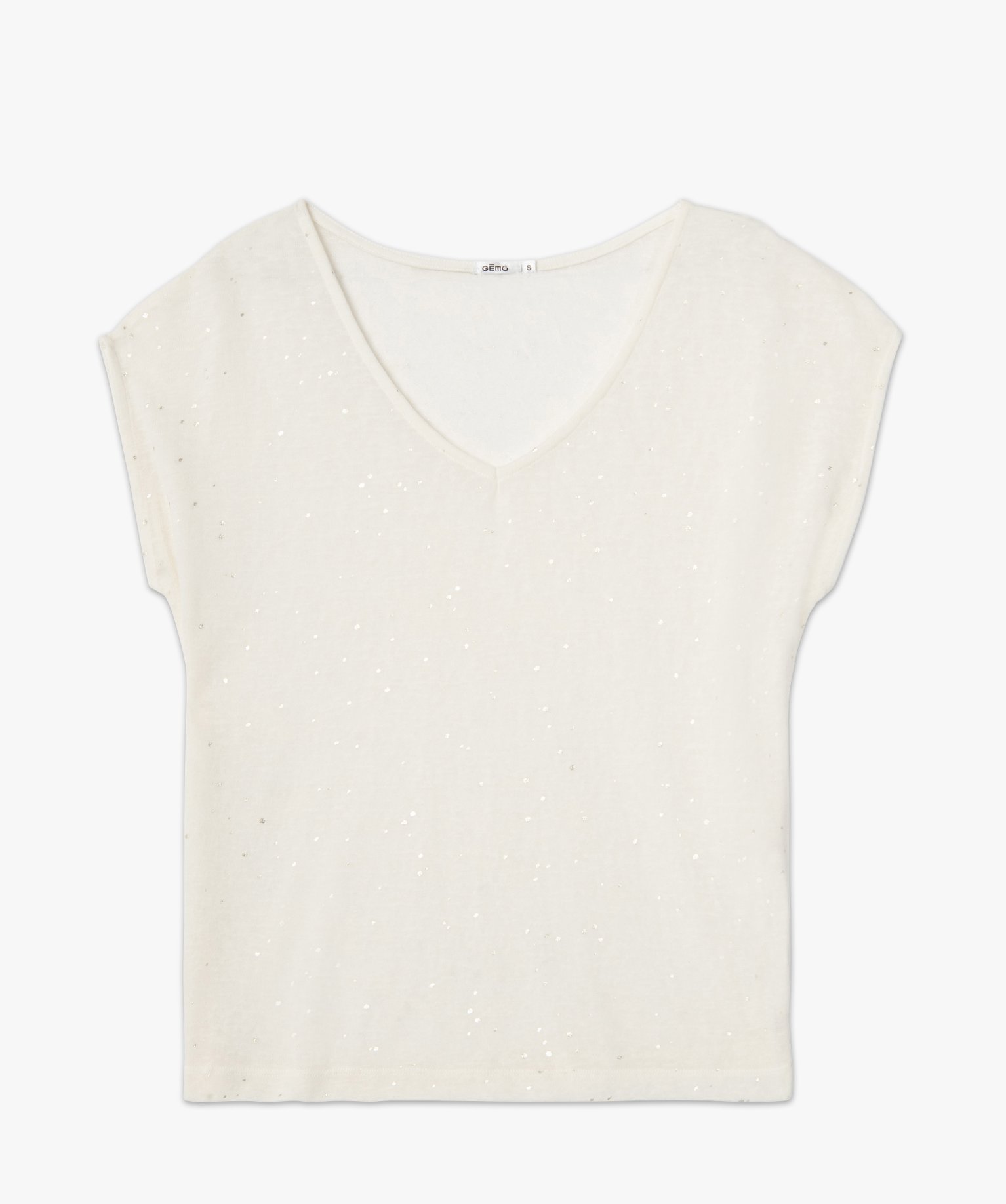 Tee-shirt femme sans manches en maille à motifs brillants ecru | GEMO