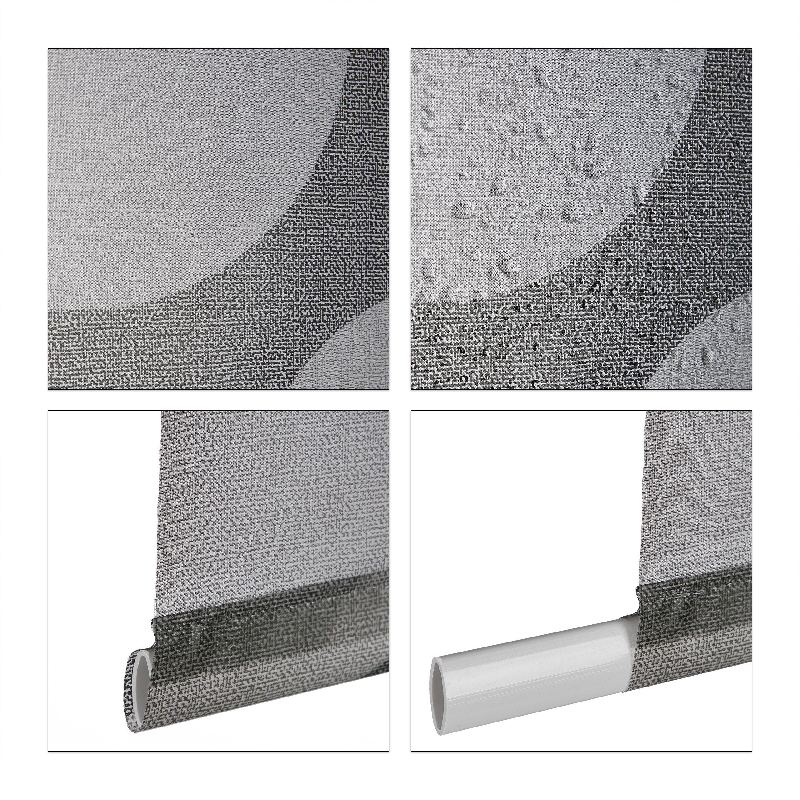 relaxdays Duschrollo Duschrollo grau Punkte Breite 60 cm, 60x240cm