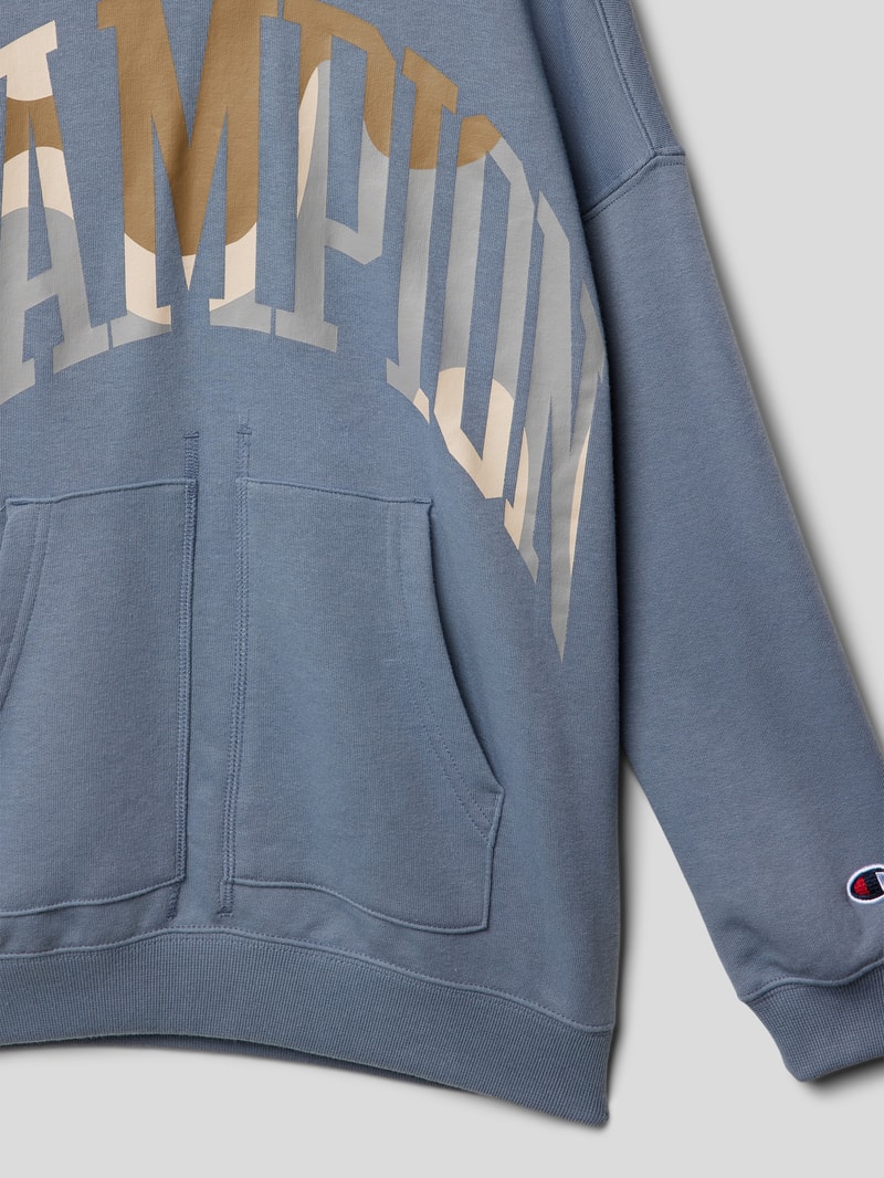 Hoodie mit Label-Print Modell 'Rochester' in bleu