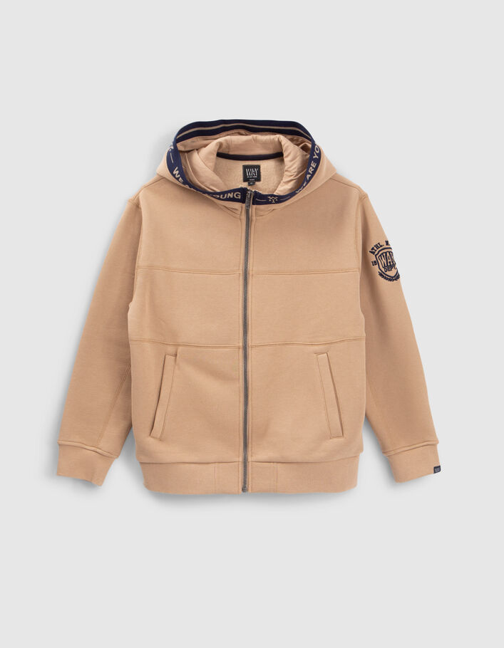 Cardigan beige avec découpes placées garçon