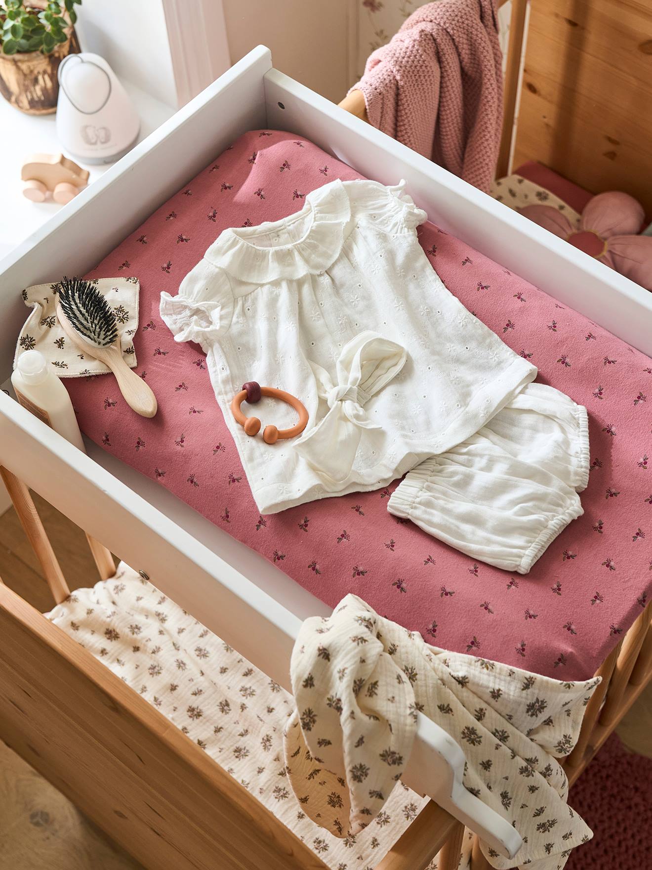 Housse de matelas à langer en jersey champêtre