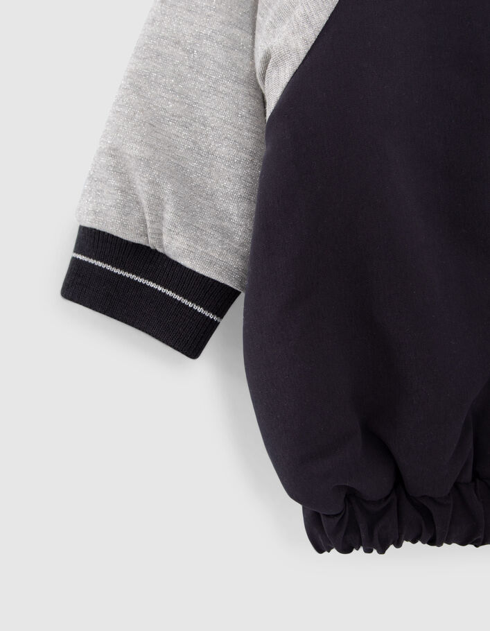 Teddy marine à manches gris lurex bébé fille