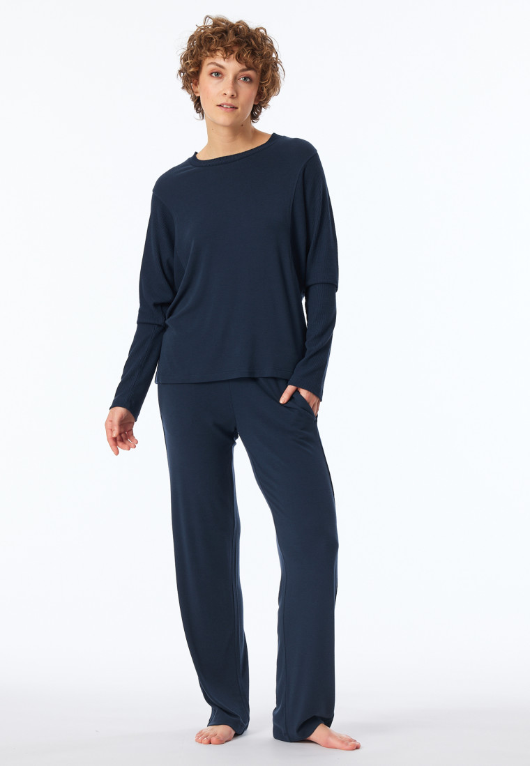 Sweatshirt Feinripp nachtblau - Mix+Relax