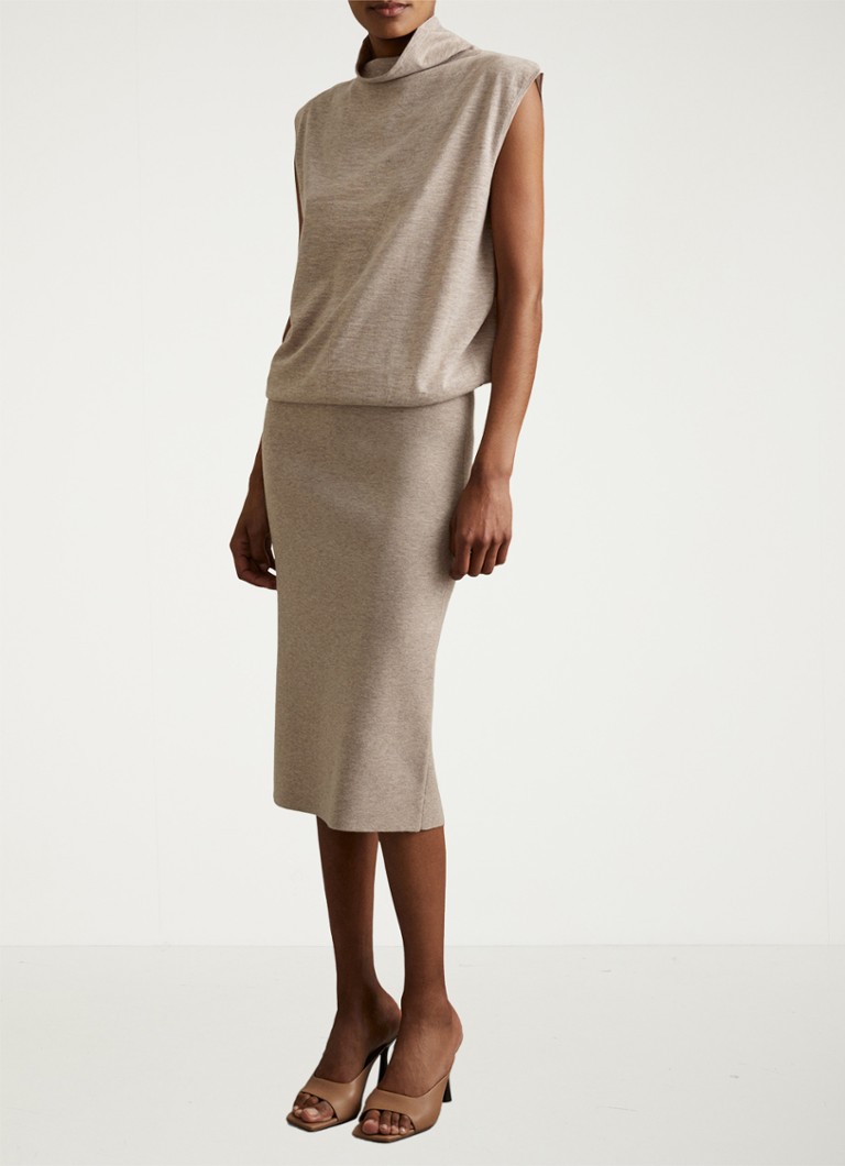 Abito midi Reiss Hester in pregiata maglia di misto cashmere con collo alto
