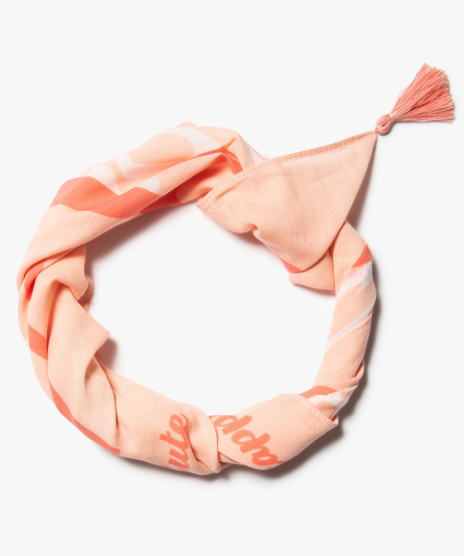 Foulard file à motif papillon et pompons rose | GEMO