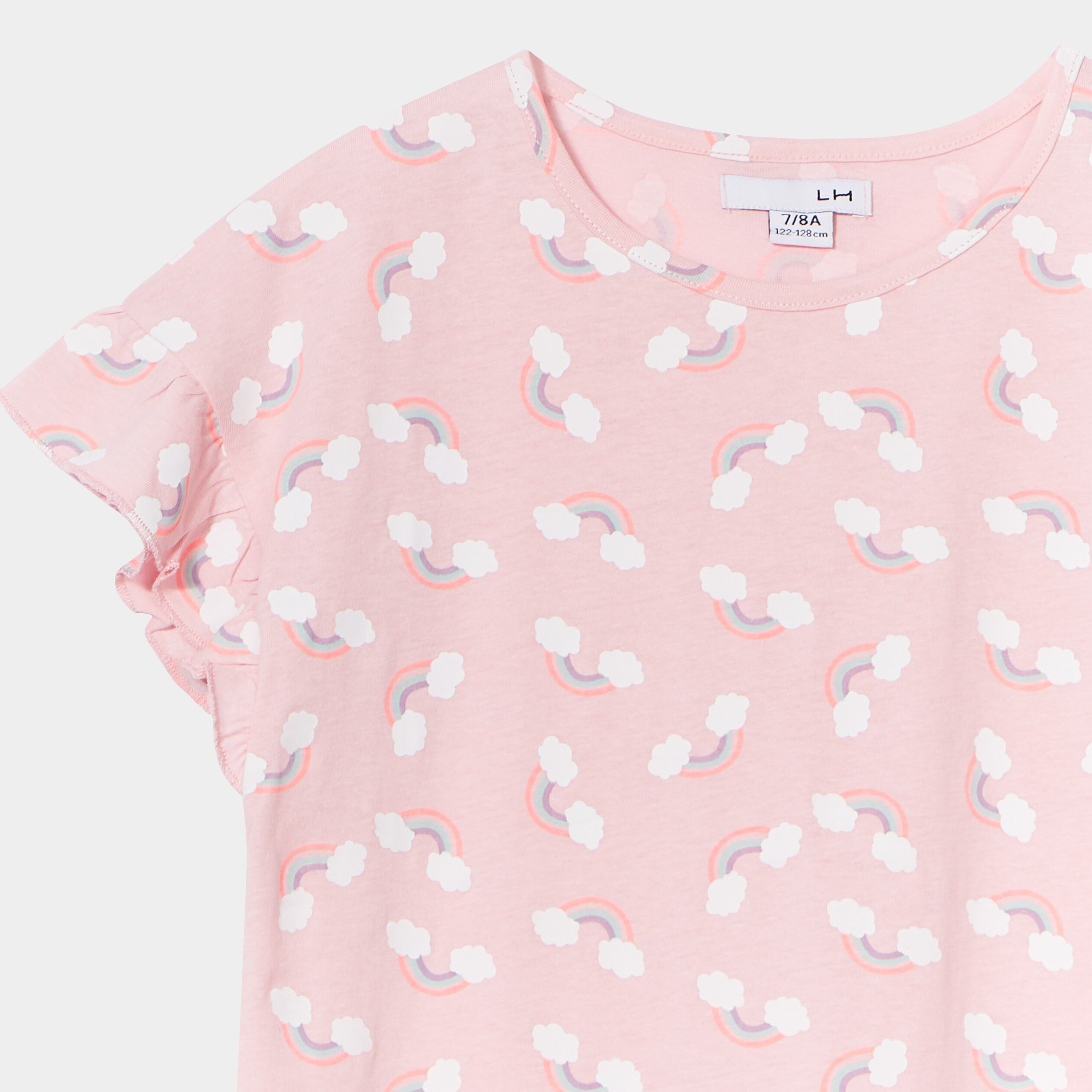 Chemise de nuit manches courtes coton rose fille | La Halle